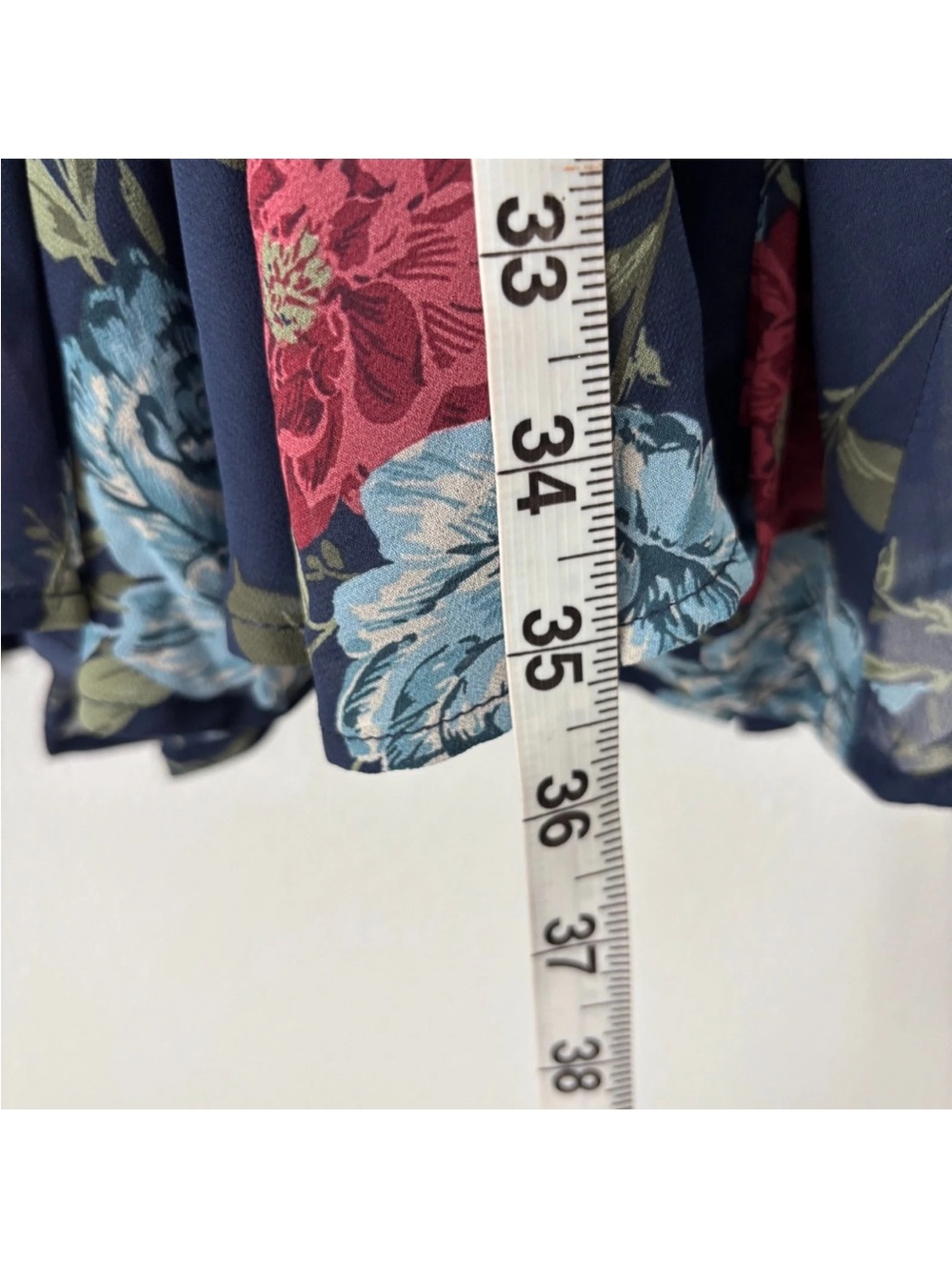 Torrid 2X Blue Floral Chiffon Surplice Mini Tie Belt Long Sleeve (H) - Picture 6 of 12